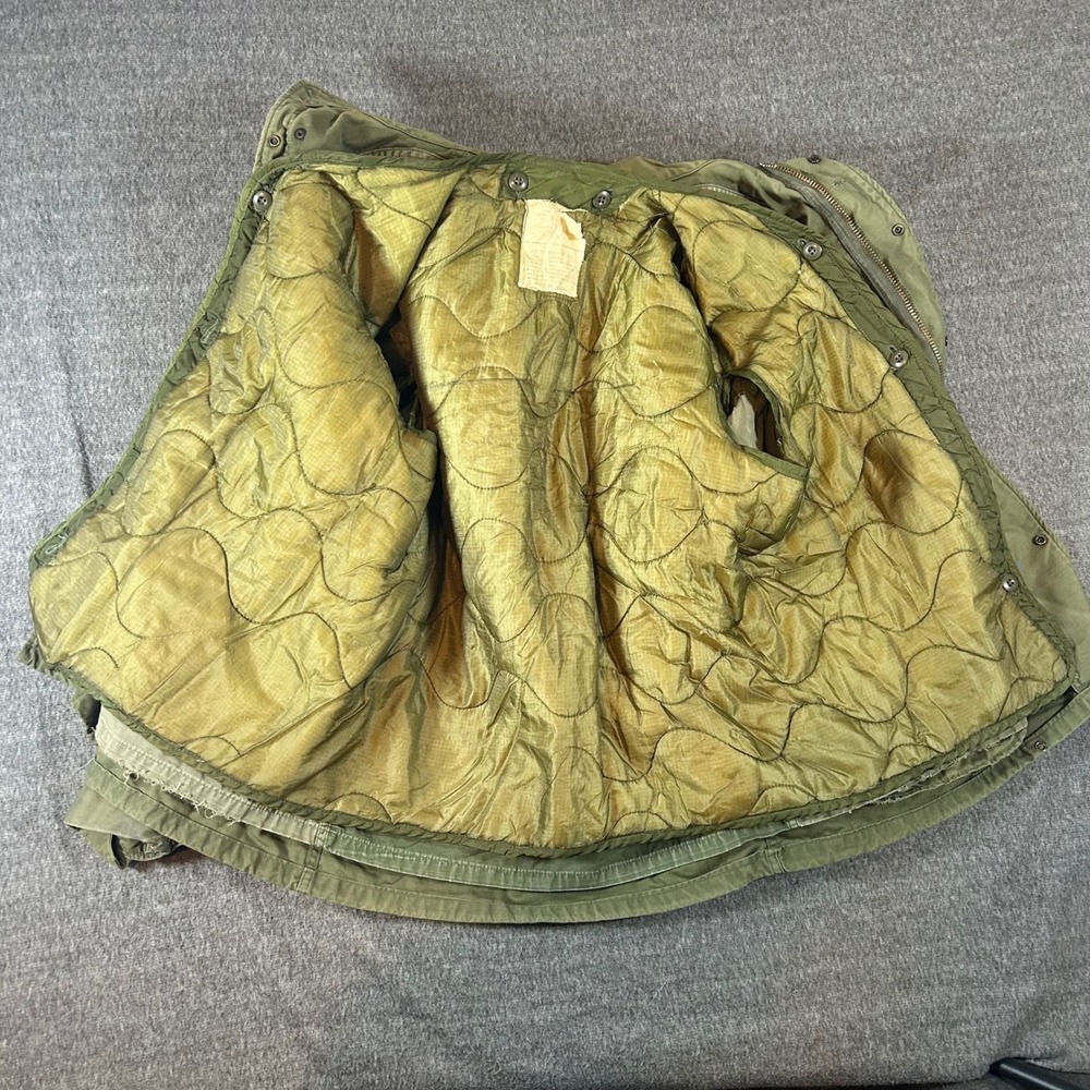 US Military M65 Field Jacket OG-107 Men Medium Reg w/Liner Cold Weather Coat 80s - Picture 2 of 10
